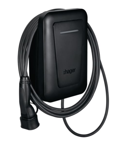 HAGER Wallbox 3ph 22kVA L6,5m 1-fach IP55 witty plus XVL122C 22kW/Ladep Wandmont