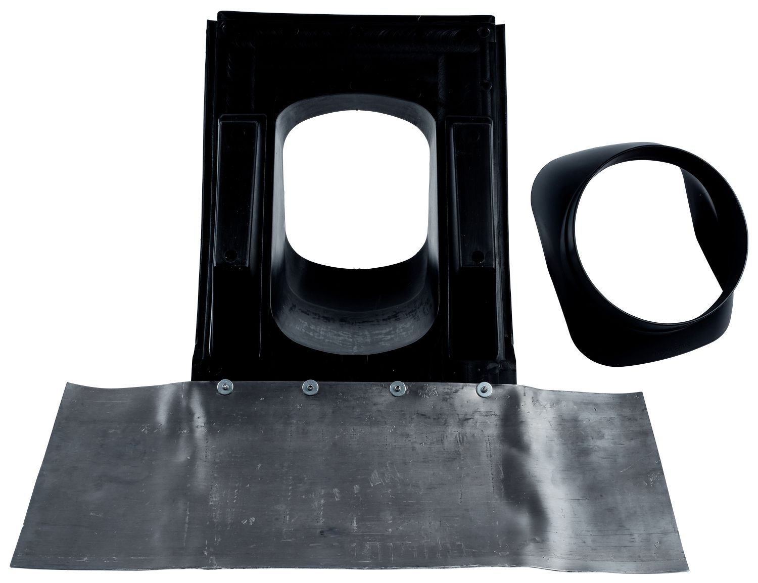 Universalpfanne Schrägdach 25-45Gr schwarz, mit flex. Bleischürze unten