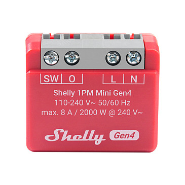 Shelly Shelly Relais "1PM Mini Gen4" WLAN BT Matter Zigbee Messfunktion max 8A 1 Kanal Unterputz