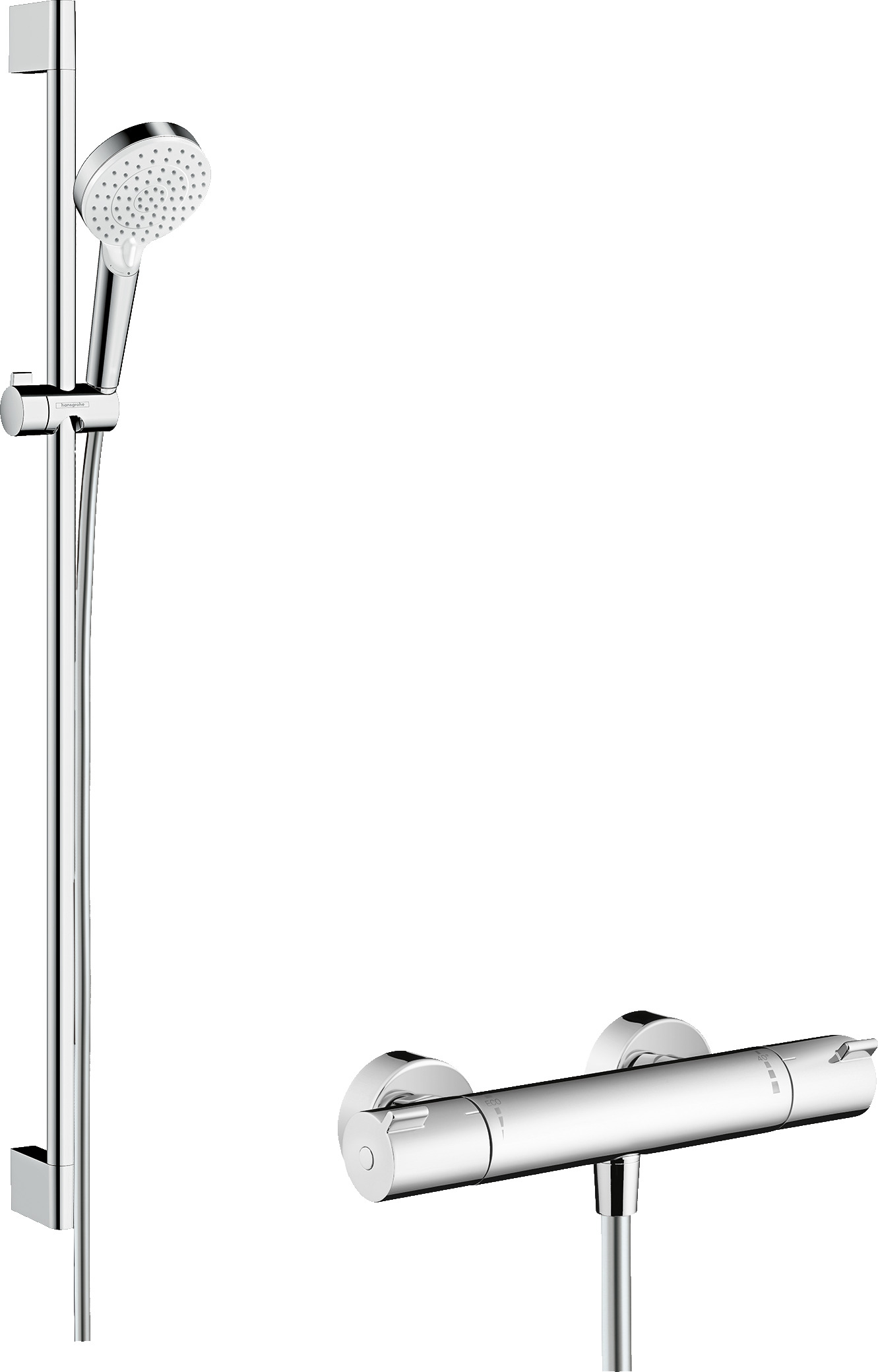 Brausenkombi Crometta Vario/ Ecostat 1001 CL/Unica 900mm weiss/chrom