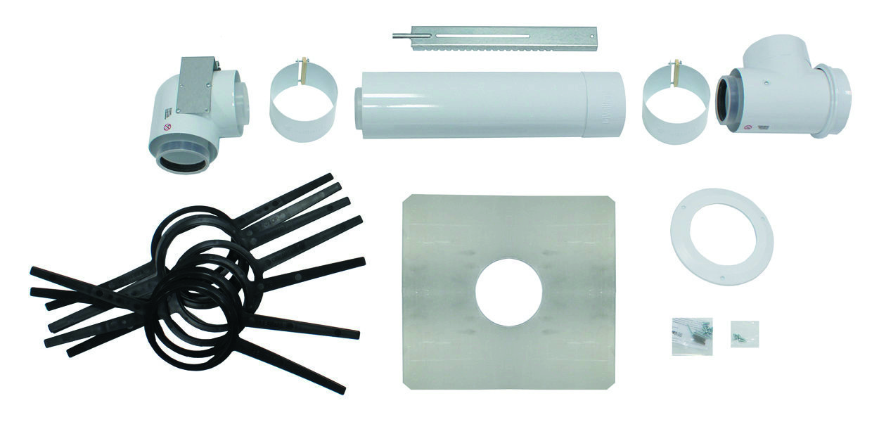 Basis-Anschluss-Set für konz. Abgasl. PP, 80/125mm im Schacht
