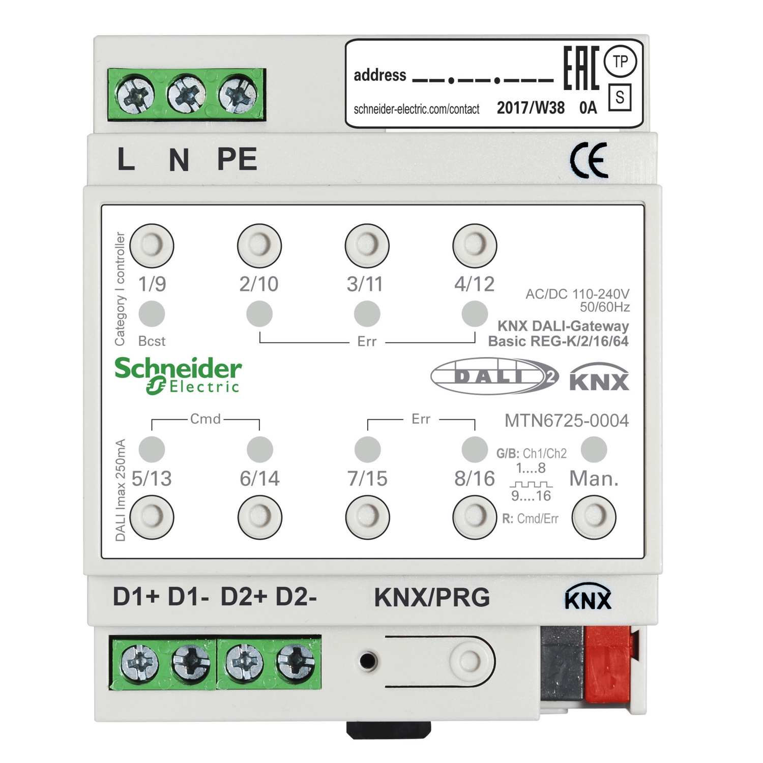 Schneider Schneider Electric KNX DALI-Gateway Basic REG-K/2/16/64 2Kanal MTN6725-0004