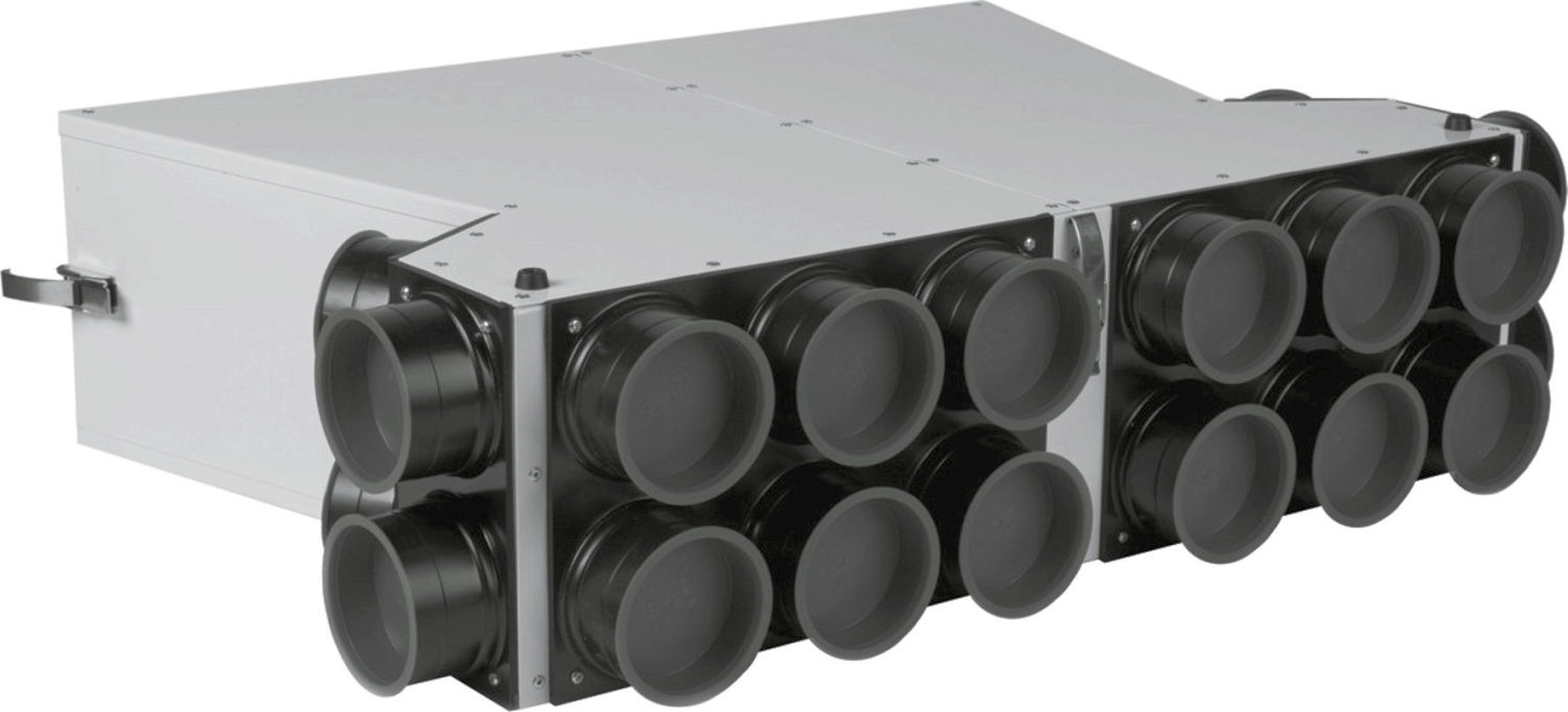 Luftverteiler DN125 für CWL-F-150 10 Stutzen DN75/63 mit 5 Rohrkappen