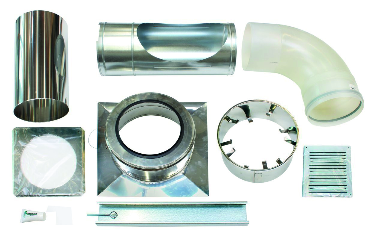 Basis-Anschluss-Set 250 mm PP an Abgas 250 mm PP im Schacht