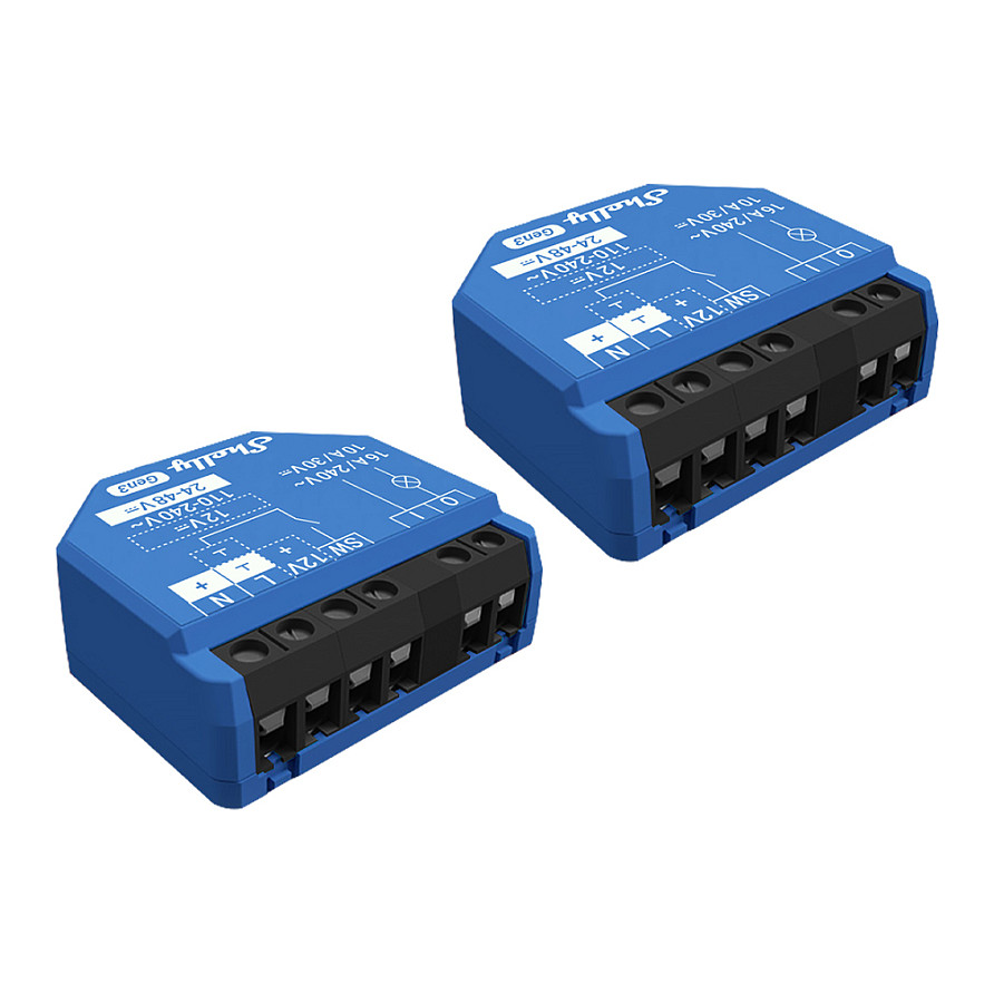 Shelly Shelly Relais "1 Gen3 2er Pack" max 16A 1 Kanal WLAN BT