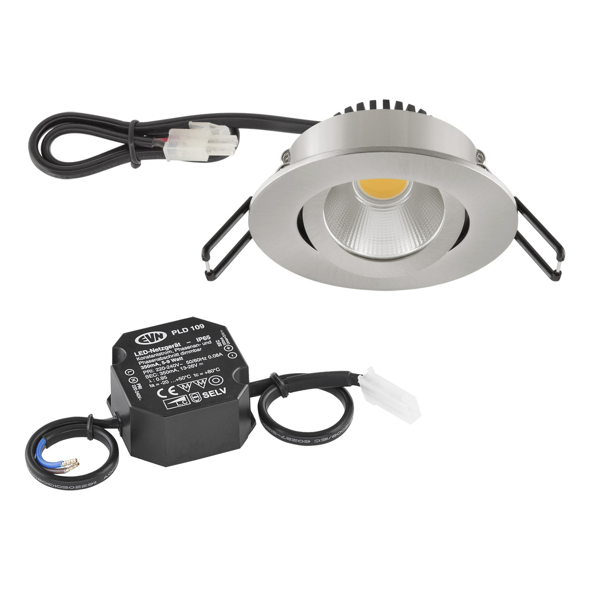 EVN Lichttechnik P-LED Deckeneinbauleuchte 4000K 230V rund Edelstahl PC20N61340