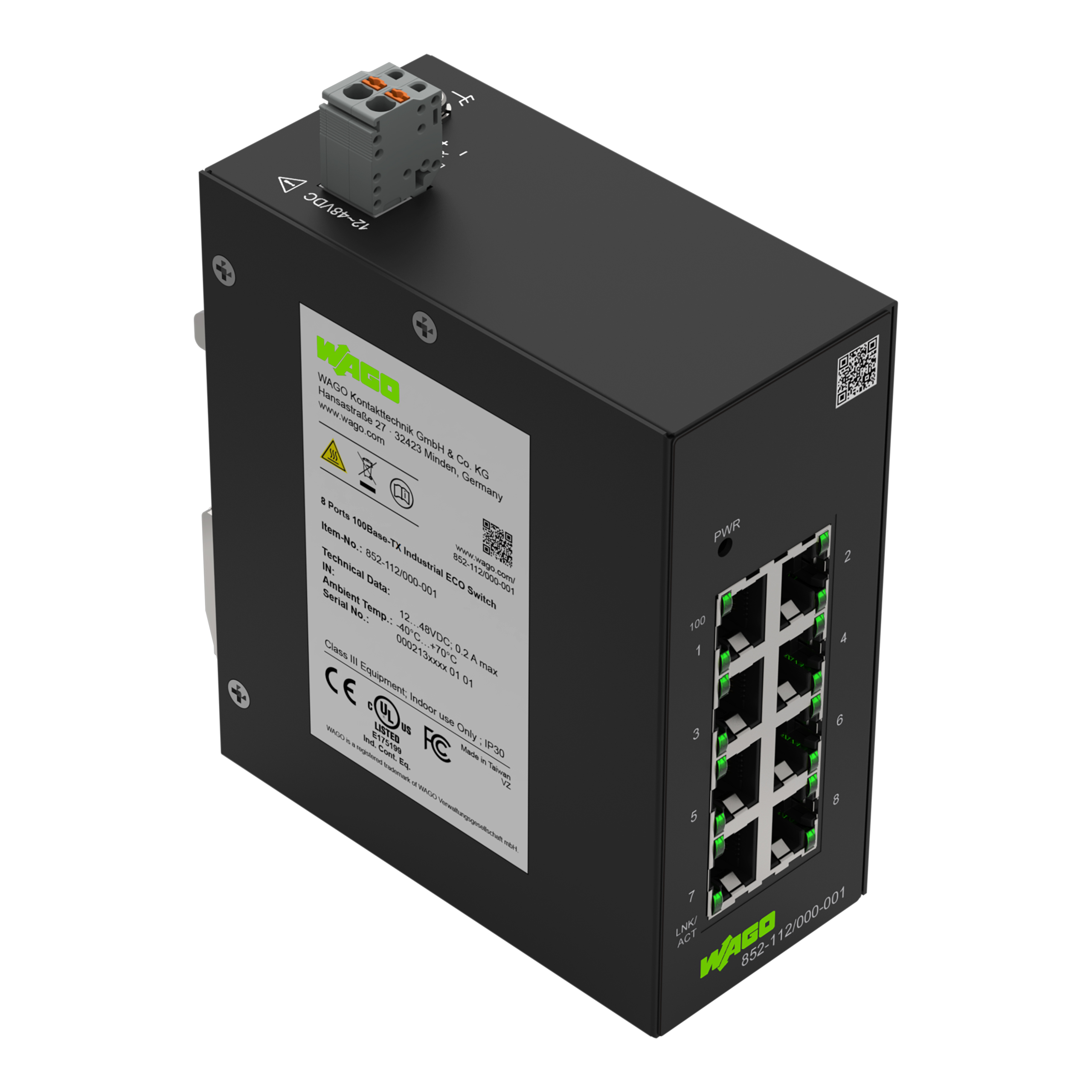 WAGO GmbH &amp; Co. KG Industrial-ECO-Switch 8 Ports 100Base-TX 852-112/000-001