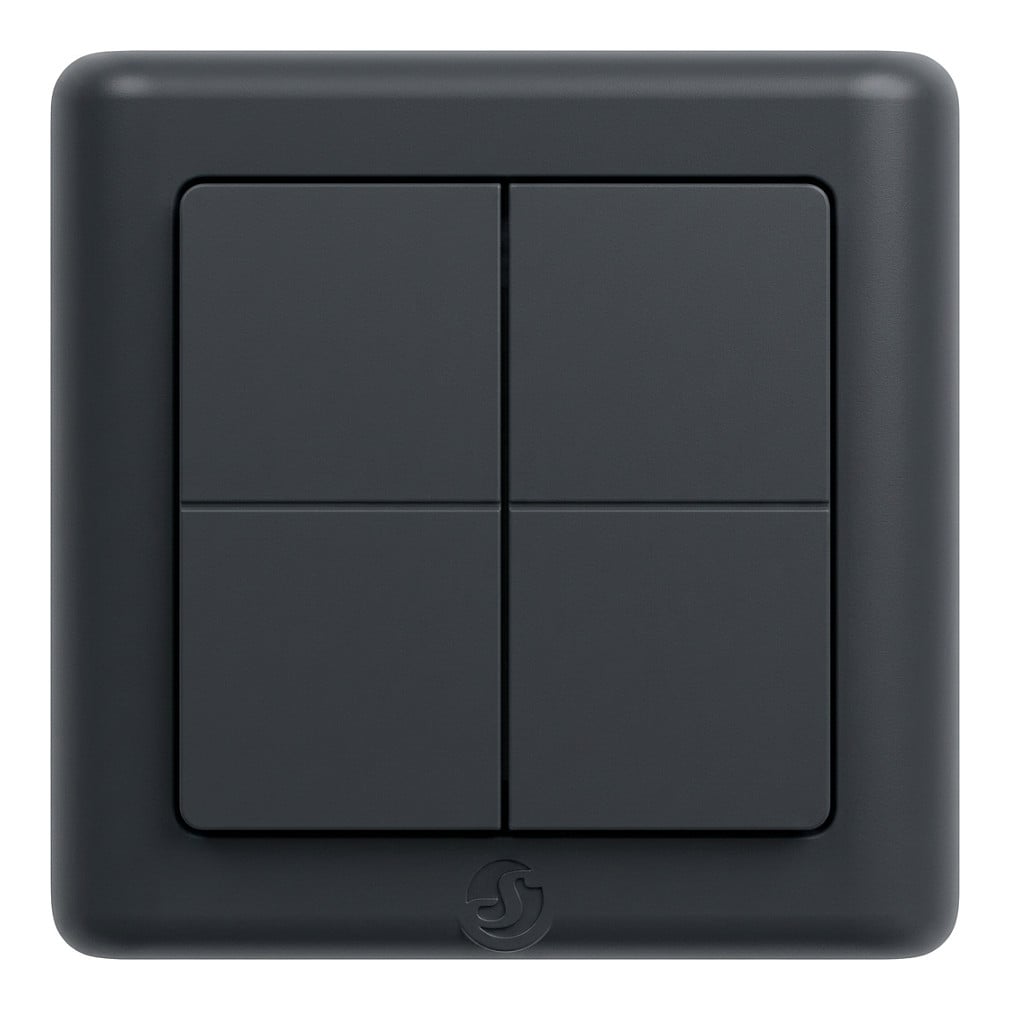 Shelly Shelly · Plug &amp; Play · BLU Wall Switch 4 ZB DK · Wandtaster · 4-fach · 16 Aktionen · Grau