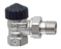 Thermostat-Ventilunterteil Standard, Eckform, DN 32, vernickelt
