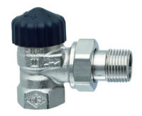 Thermostat-Ventilunterteil Standard, Eckform, DN 25, vernickelt