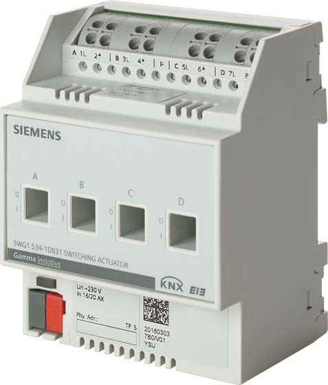 Siemens Siemens Dig Industr. Schaltaktor 4x230VAC, 16/20AX 5WG1534-1DB31