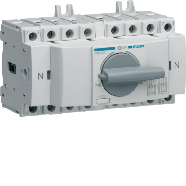 HAGER Lastumschalter 4p 40A IP20 HIM404 für Verteilereinb lang Drehgriff