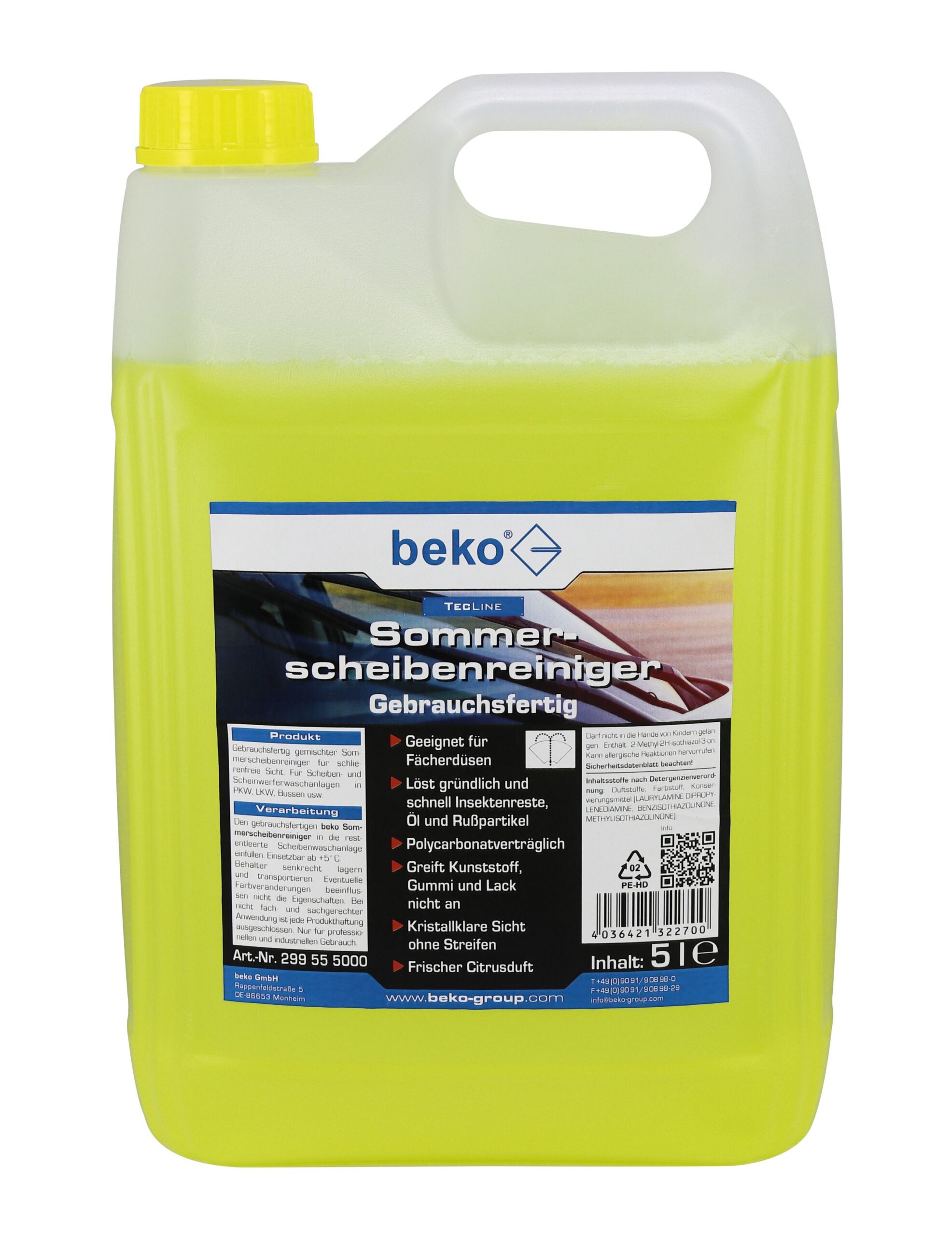 BEKO TecLine Sommerscheibenreiniger, gebrauchsfertig 5 l Kanister