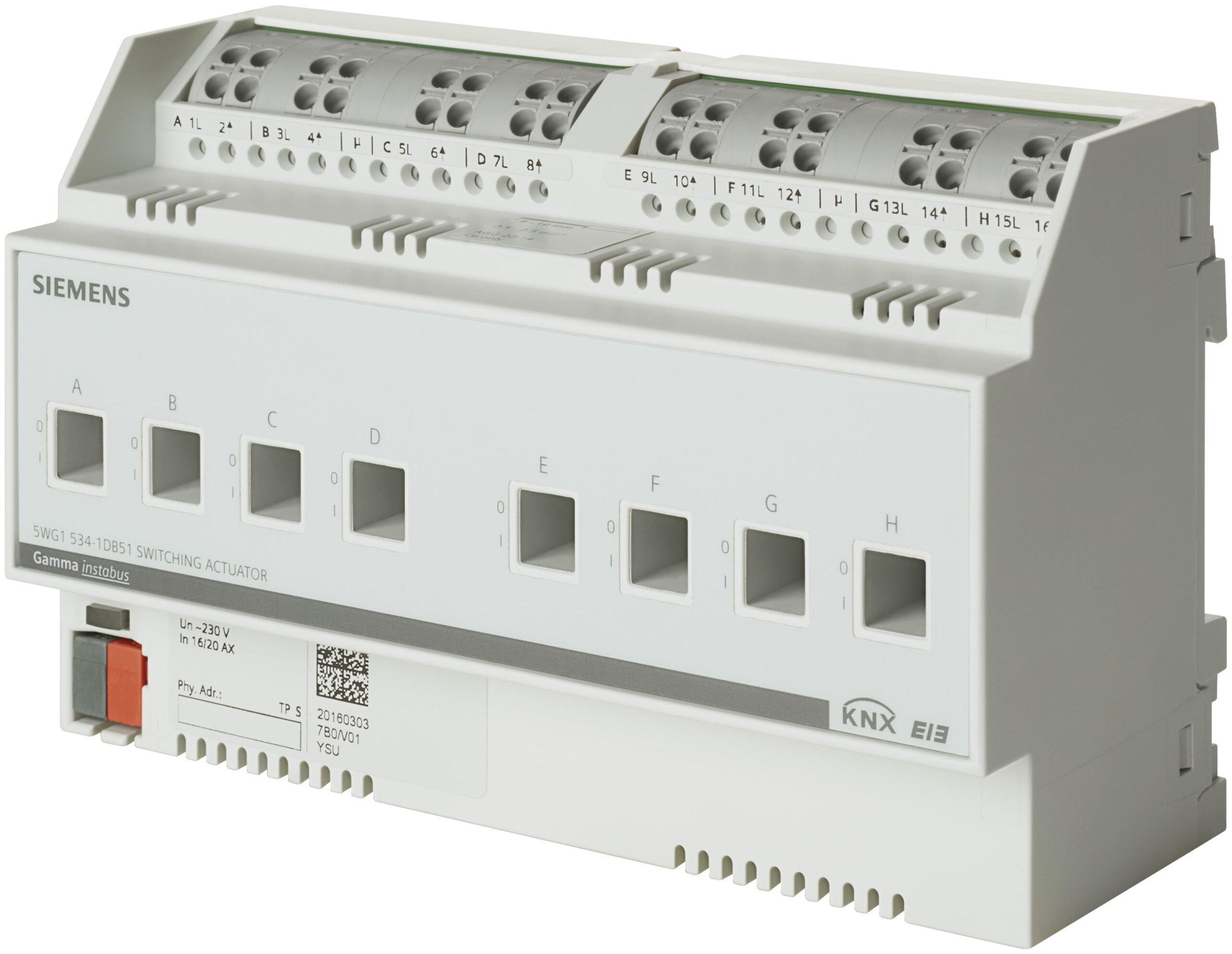 Siemens Siemens Dig Industr. Schaltaktor 8x230VAC, 16/20AX 5WG1534-1DB51