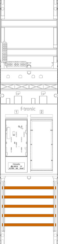 F-TRONIC Komplettfeld 1Z eHZ mit Verdr TSG ER6L 1050x250mm SS_5p 300mm