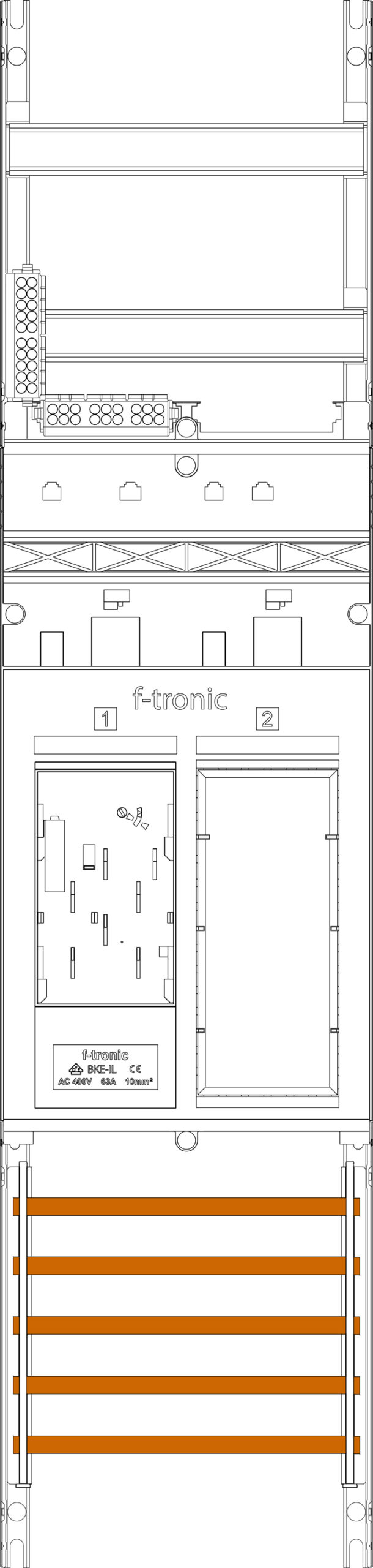 F-Tronic F-TRONIC Komplettfeld 1Z eHZ mit Verdr TSG ER6L 1050x250mm SS_5p 300mm
