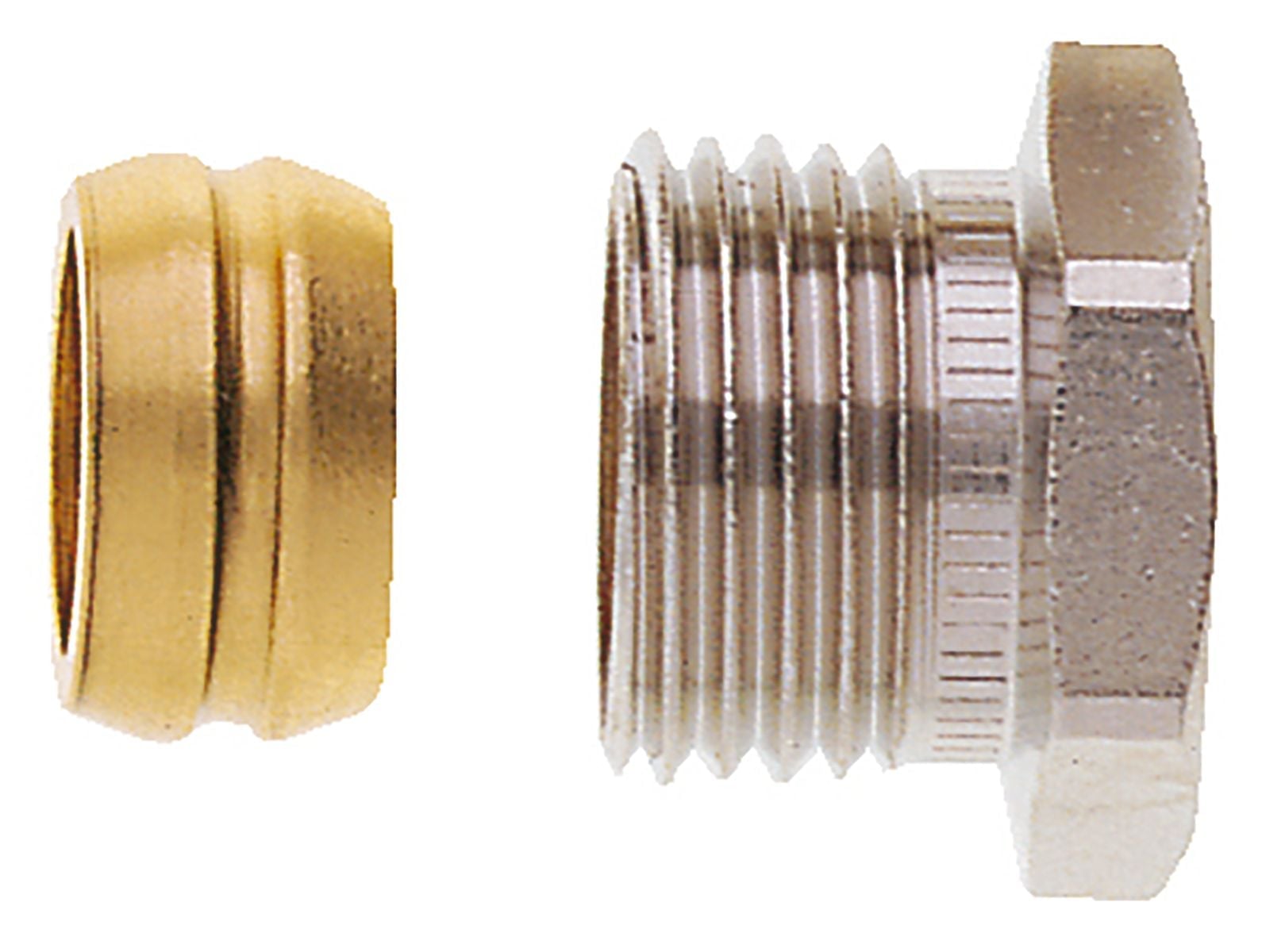 Klemmverschraubung vernickelt für Cu- und Stahlrohr 12 mm und Rp 3/8 Innengewinde