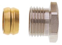 Klemmverschraubung vernickelt für Cu- und Stahlrohr 15 mm und Rp 1/2 Innengewinde