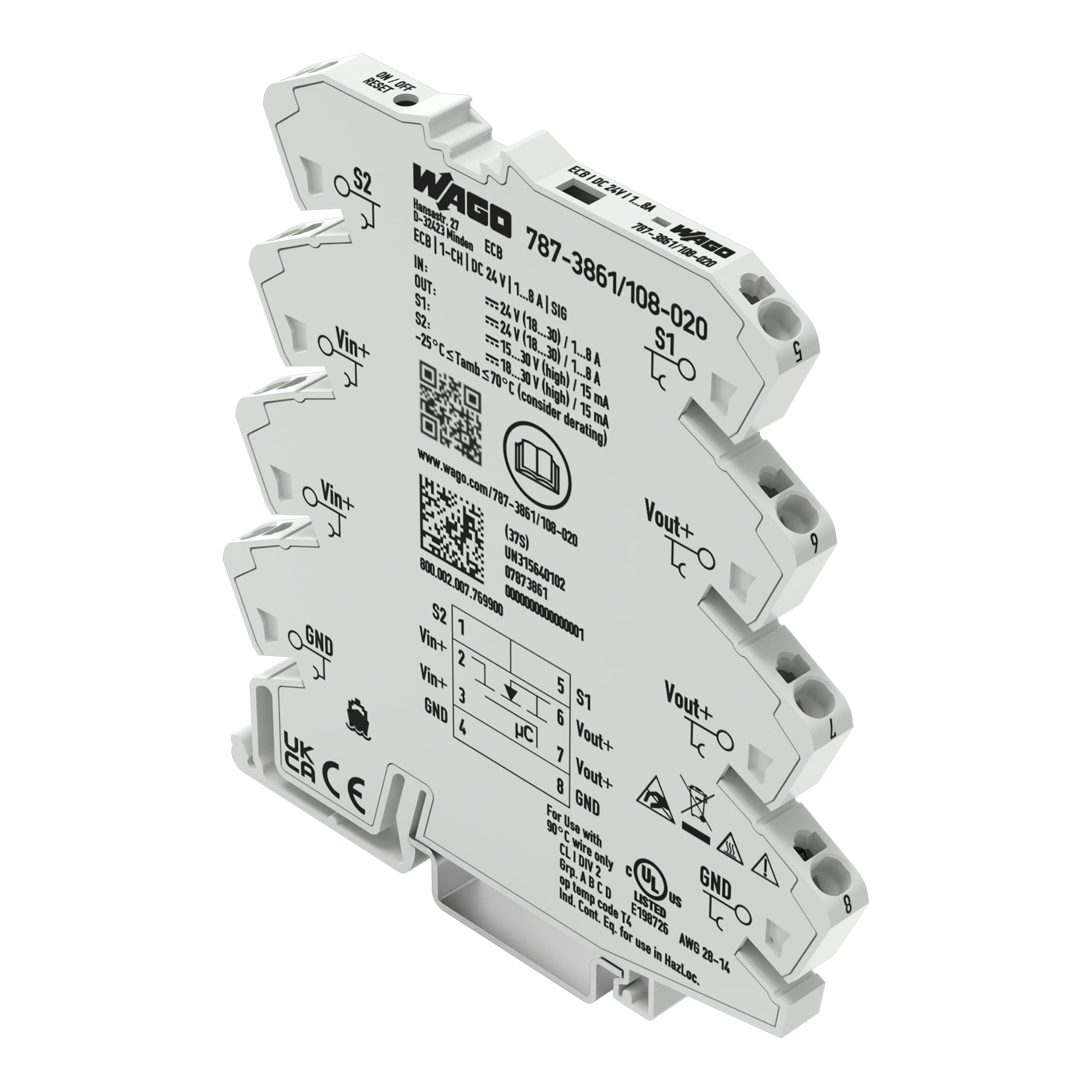 WAGO GmbH &amp; Co. KG Elektronisch Schutzschalter 1-kanalig, DC 24 V 787-3861/108-020