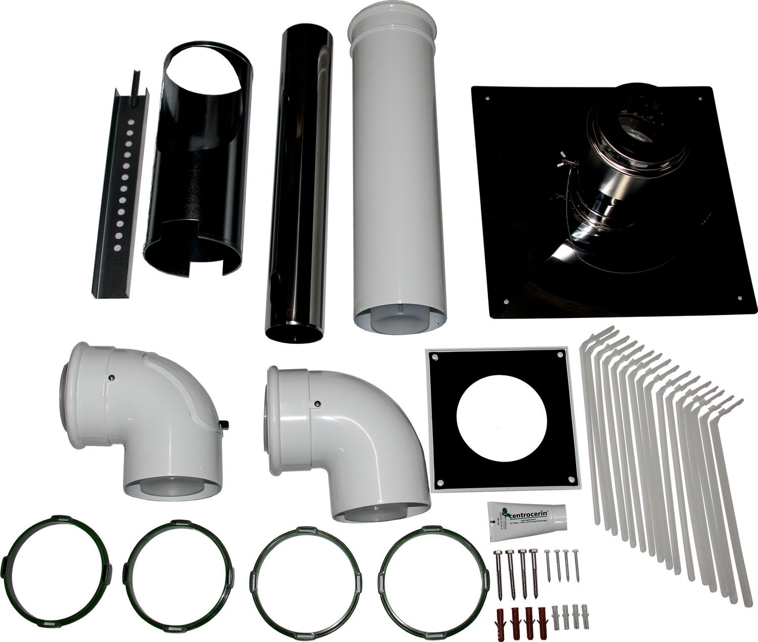 WOLF Anschluss-Set DN80/125 - C33x DN80/125 im Schacht, Abdeckung Edelstahl.