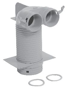 Ventilanschluss 90 Grd. Durchm. 125 mm für zwei Luftschläuche