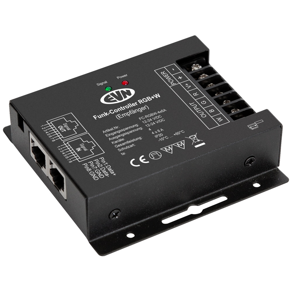 EVN Lichttechnik Funk-Empfänger-Controller 12-24V/DC-4x6A IP20 FCRGBW4X6A