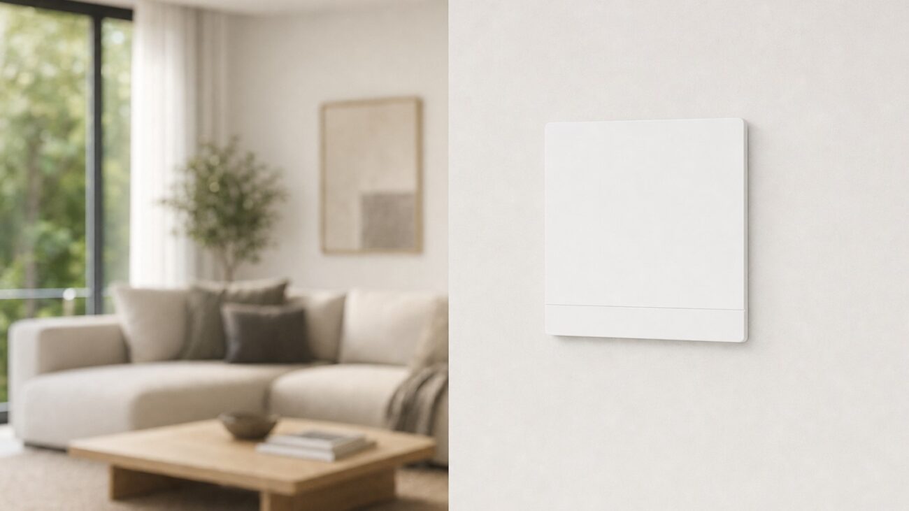 Busch-free@home System Access Point 2.0 an der Wand im smarten Wohnraum