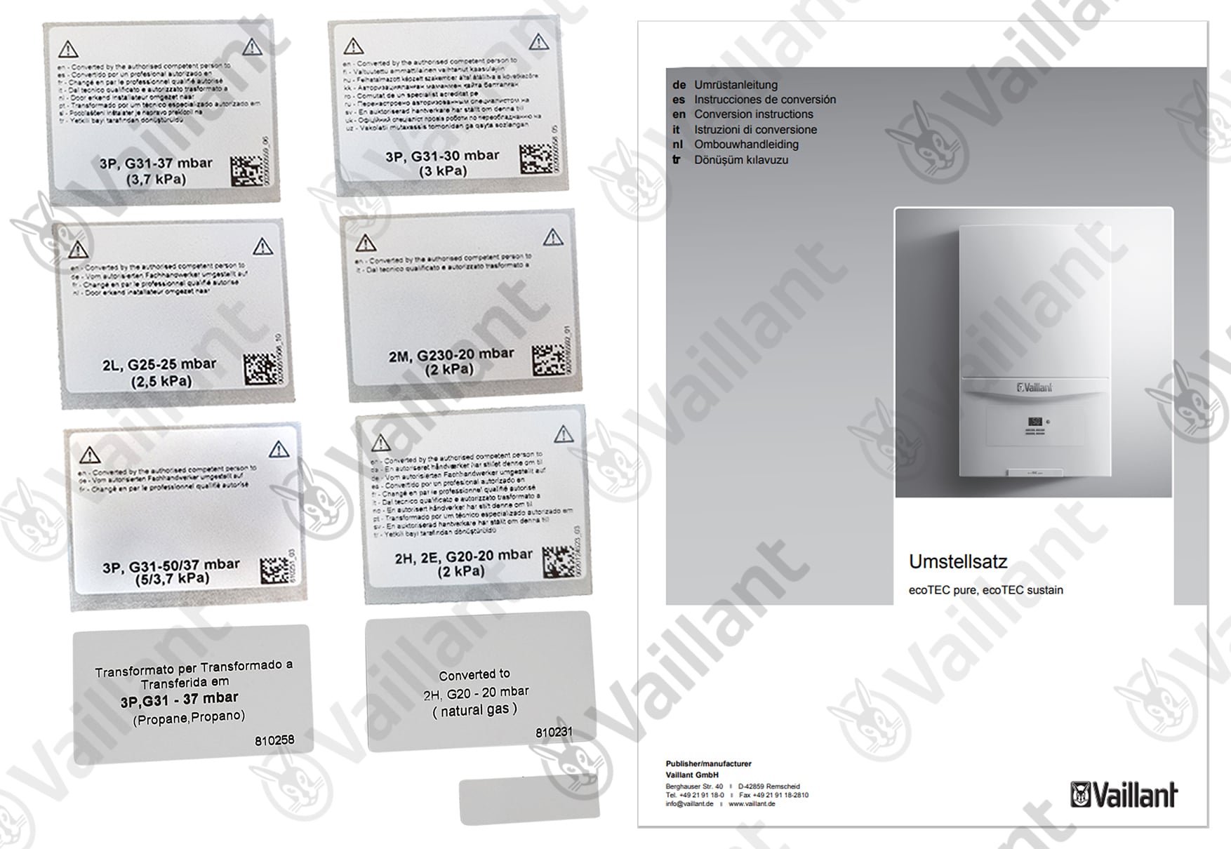 VAILLANT Umstellsatz, auf P-/M-/H-Gas Vaillant-Nr. 0020241657