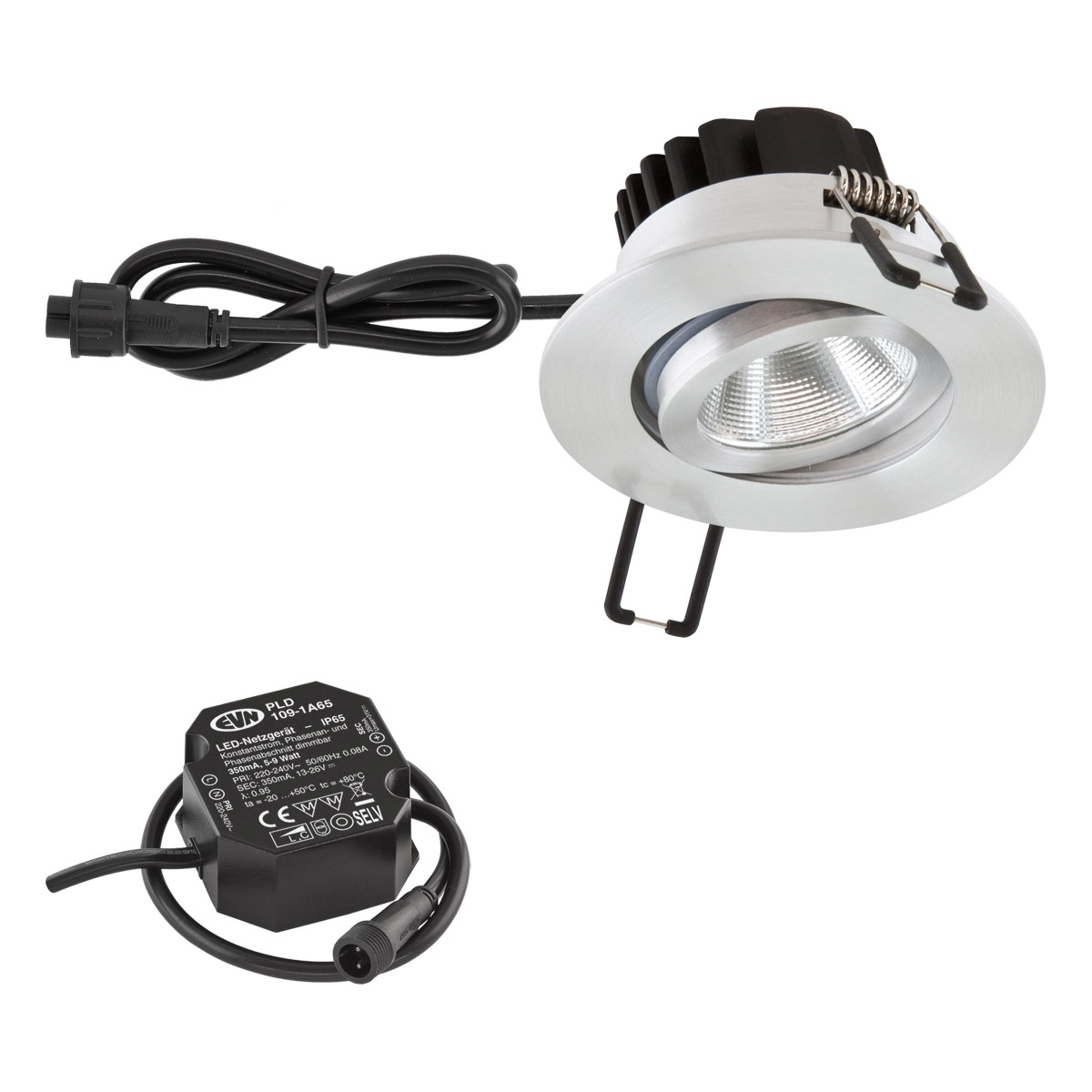 EVN Lichttechnik P-LED Einbauleuchte 230V 3000K alu/poliert PC650N91402