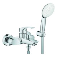 GROHE Einhebel-Wannenbatterie Eurosmart Wandmontage mit Wandhalterset chrom