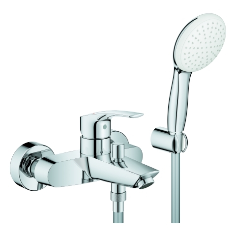 GROHE Einhebel-Wannenbatterie Eurosmart Wandmontage mit Wandhalterset chrom