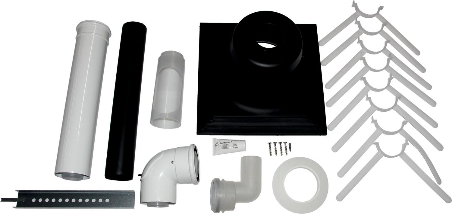 Anschluss-Set DN60/100 - C93x DN80 im Schacht, Abdeckung PP