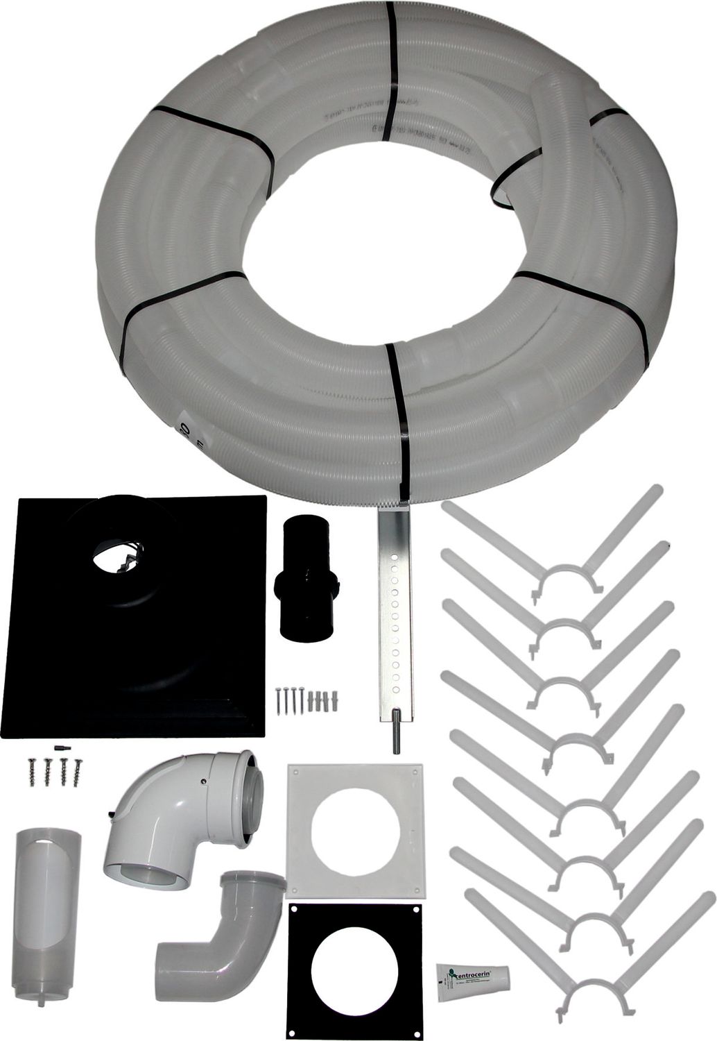 WOLF Anschluss-Set DN80/125 - C93x DN83 flexibel im Schacht, Abdeckung PP