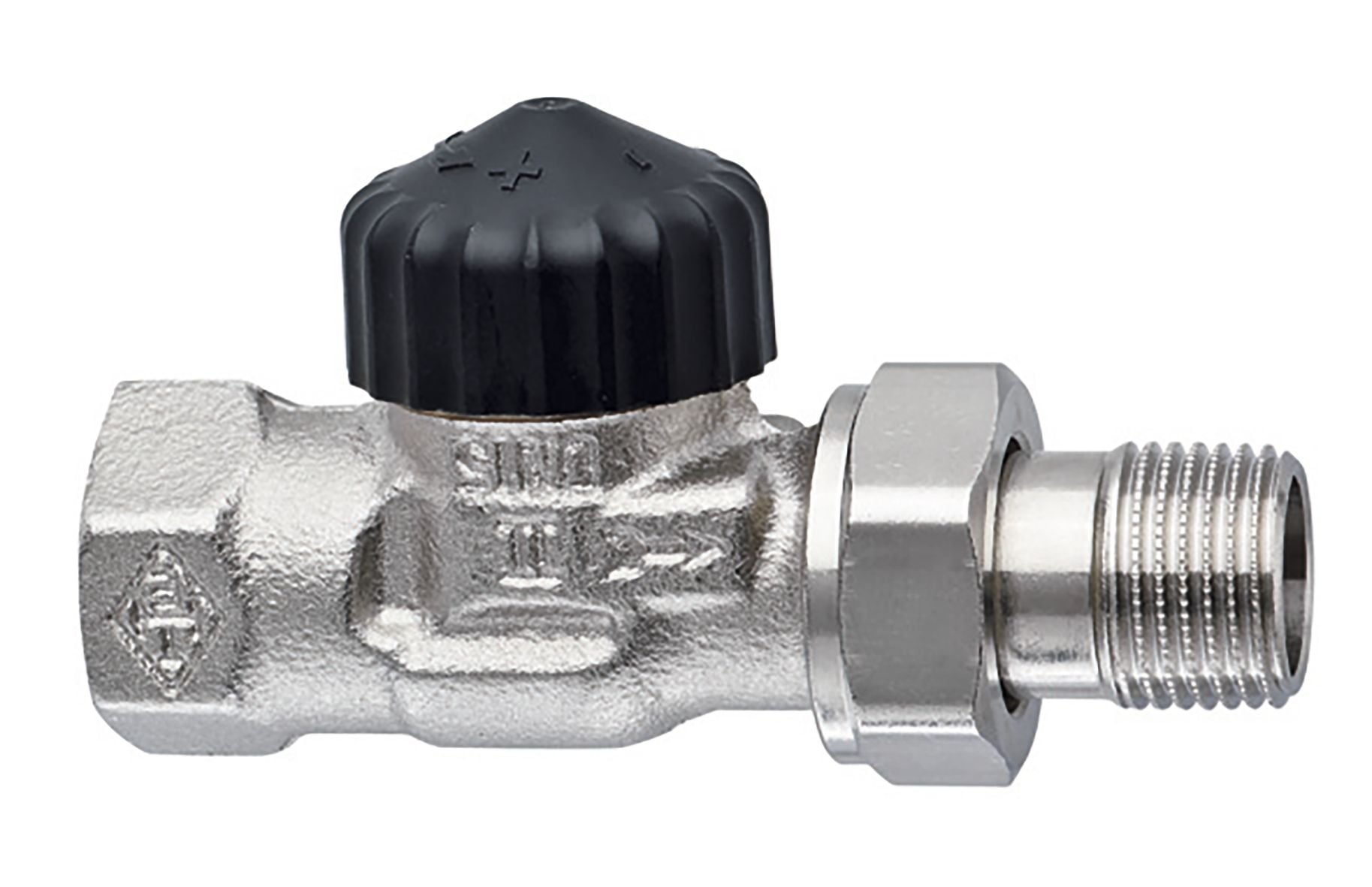 Thermostat-Ventilunterteil Standard, Durchgang, DN 25, vernickelt