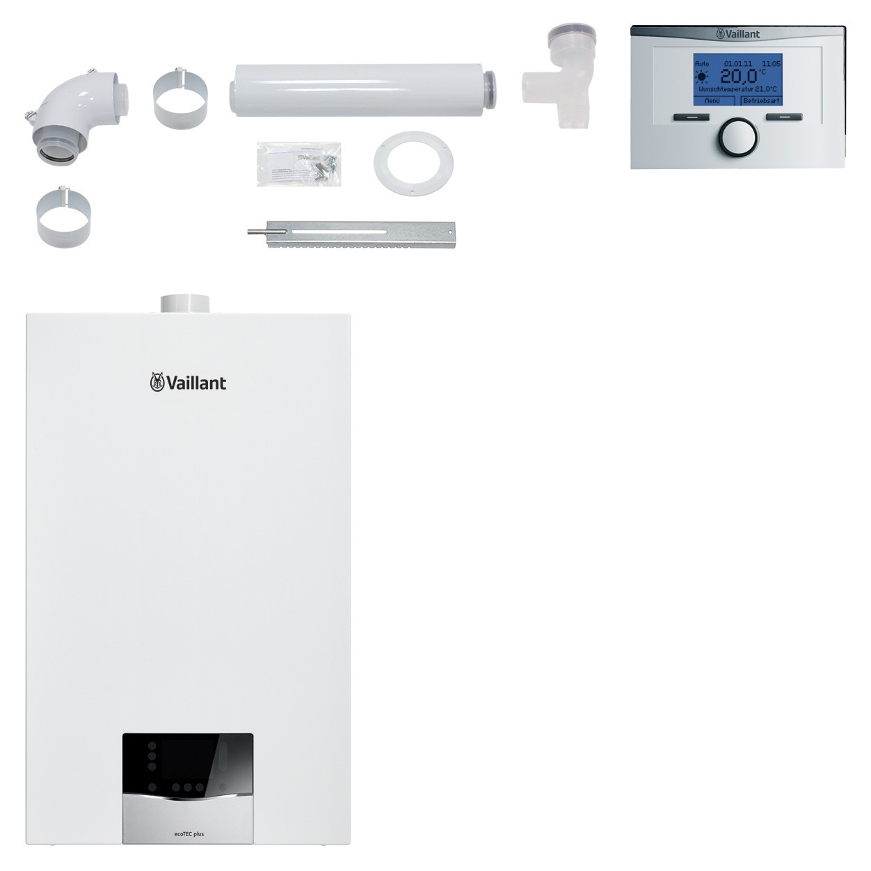 VAILLANT Paket 1.121 Mehrfachbel. 3er VCW 20/26CS/1-5,VRT350,inklusiveAbgasleitung