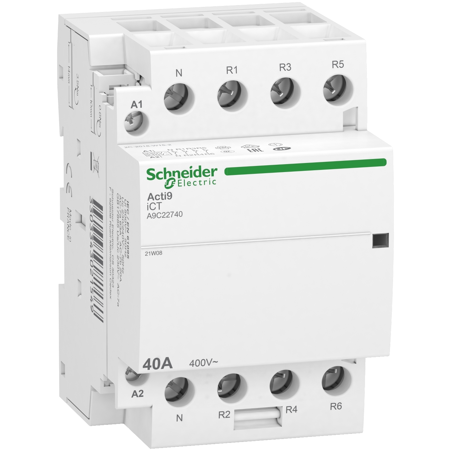 Schneider Schneider Electric Installationsschütz iCT, 40A, 3P+N, 4-Ö A9C22740