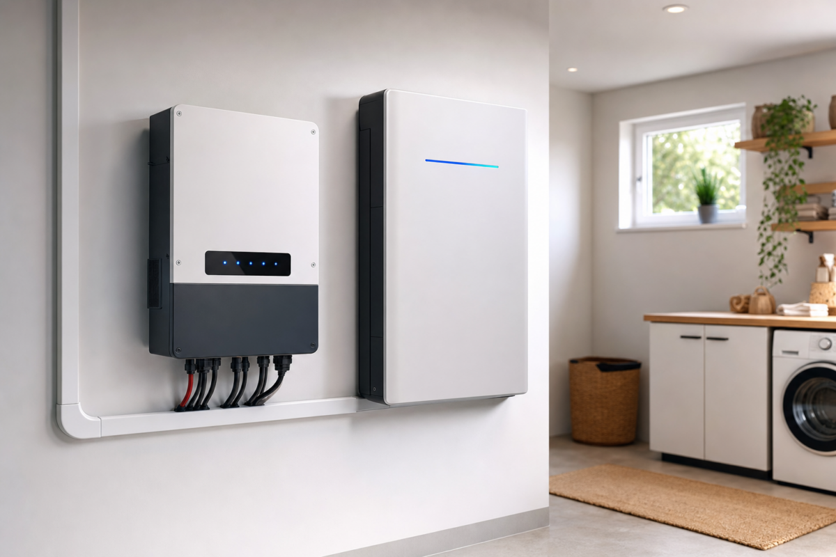 Moderner Hybrid-PV-Wechselrichter mit Batteriespeicher