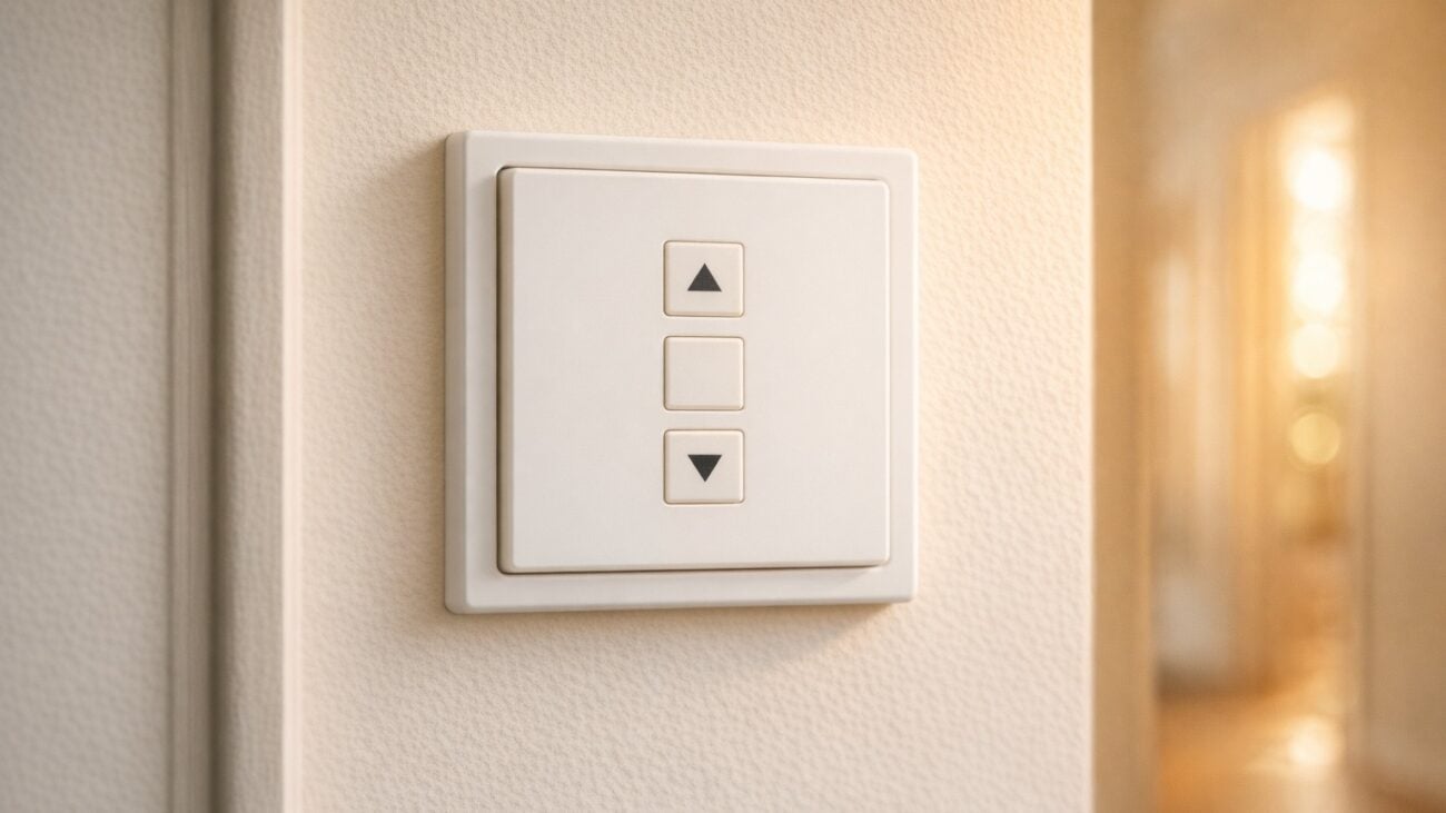 Aufputz-Funkschalter an einer Wand ohne sichtbare Leitung