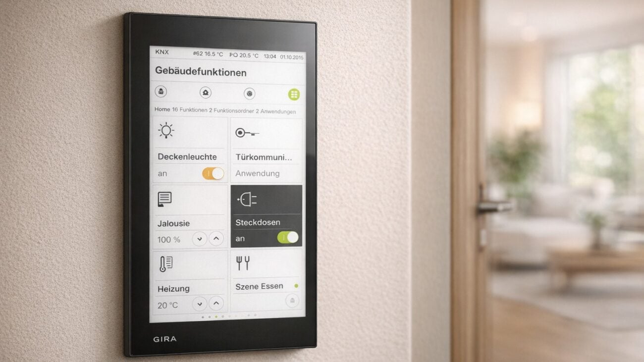 Flächenbündiges Touch-Bedienpanel in einer Wohnraumwand