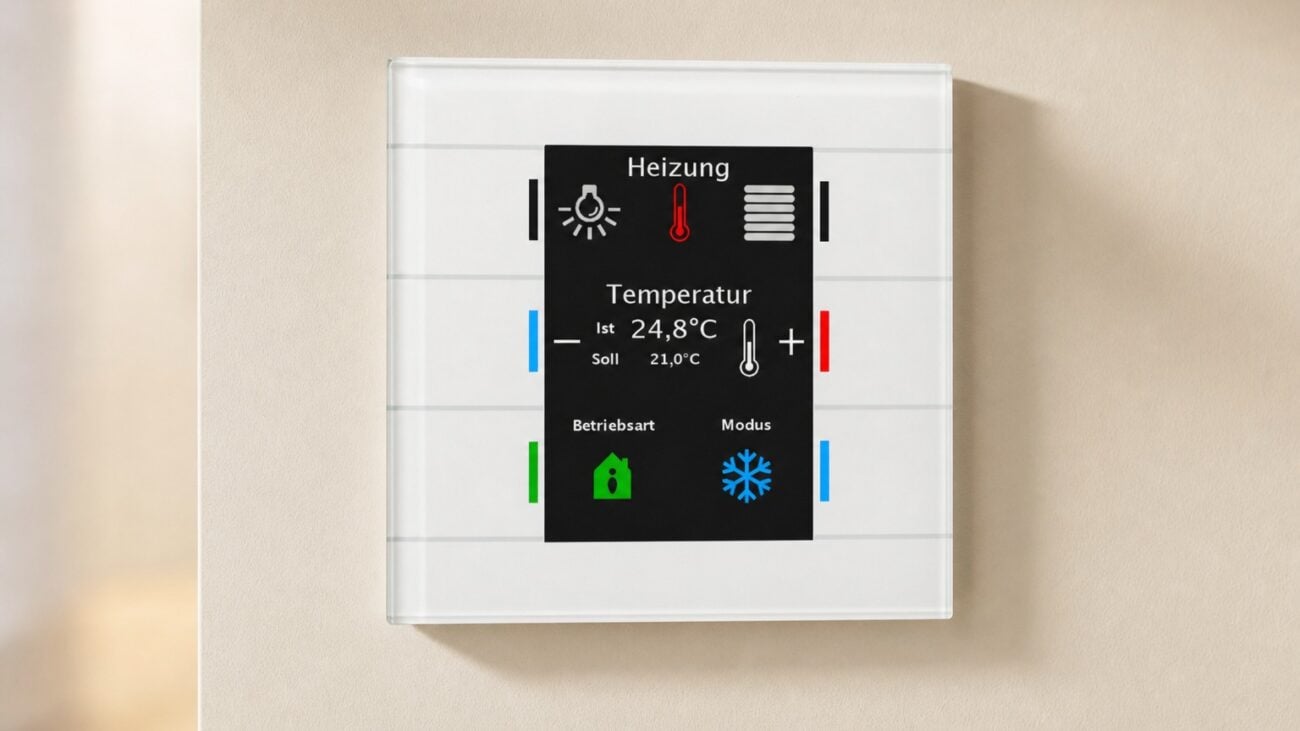 KNX Glastaster an der Wohnzimmerwand