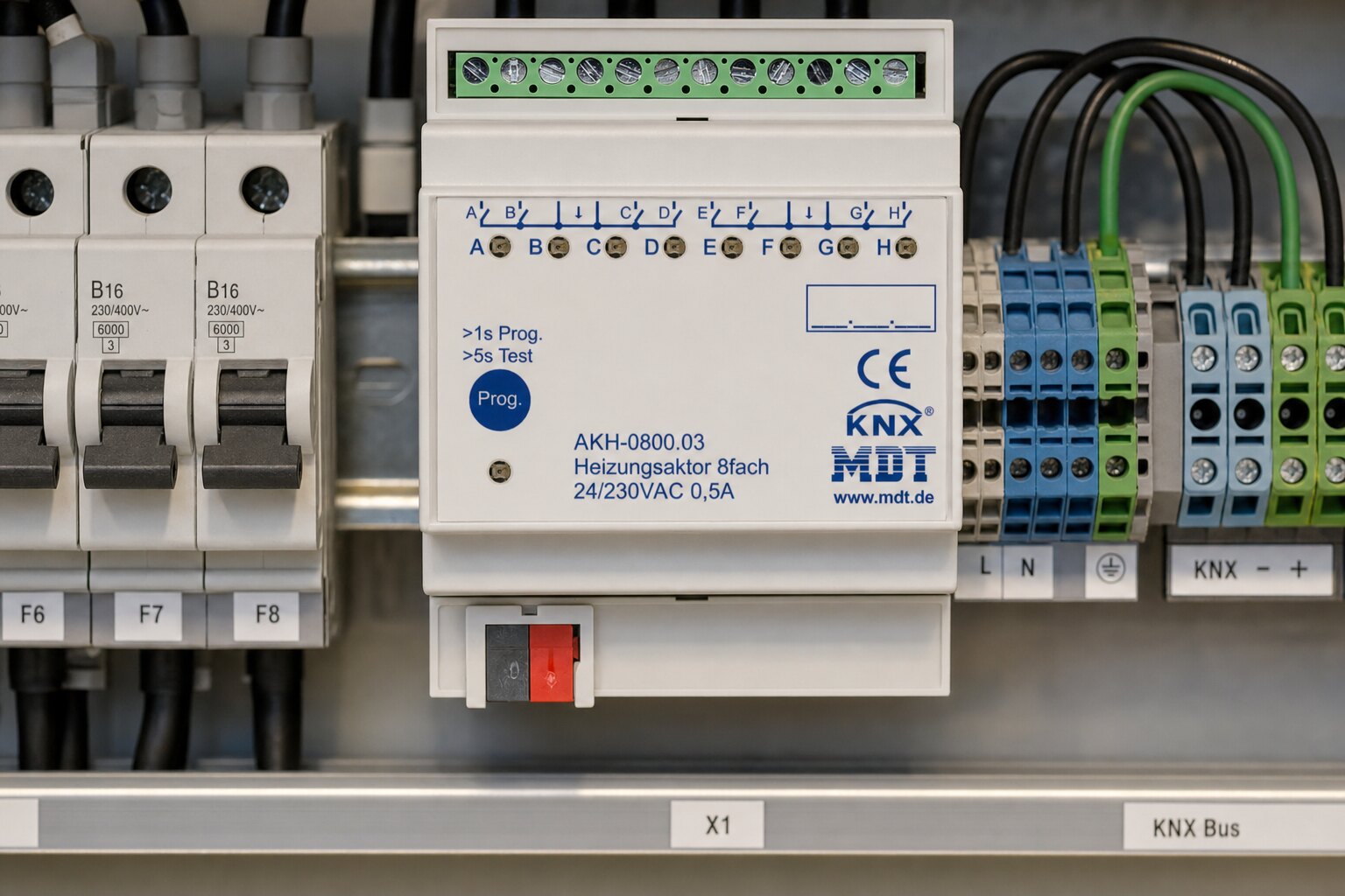 MDT Heizungsaktor AKH-0800.03 auf Hutschiene