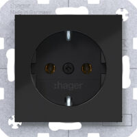 Hager WAS1100BG Steckdose SCHUKO Steckklemmen A.x/C.x nachtschwarz