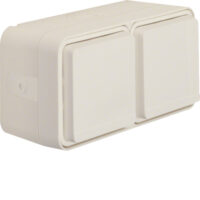 Hager WNC144B Steckdose SCHUKO Aufputz 2-fach waager m.Klappdeckel4 Leitungseinf W.1 IP55,