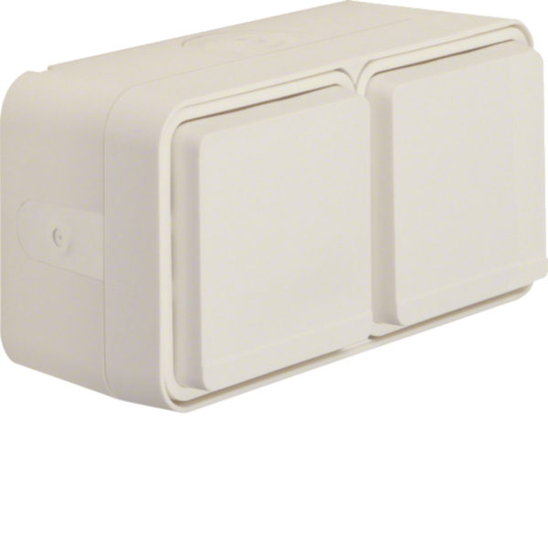 Hager WNC144B Steckdose SCHUKO Aufputz 2-fach waager m.Klappdeckel4 Leitungseinf W.1 IP55,