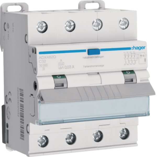 Hager ADX482D Fi-LS 4P 10kA C-32A 30mA Typ A