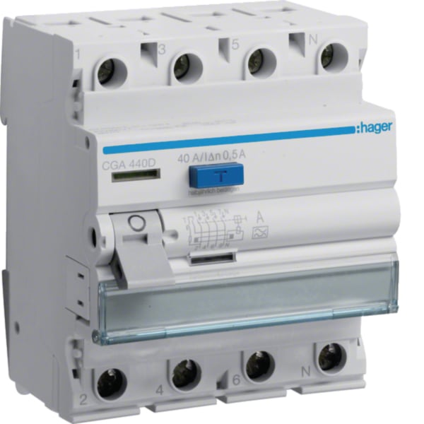 Hager CGA440D Fi-Schalter 4polig 6kA 40A 500mA Typ A