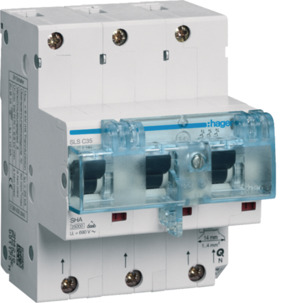 Hager HTN335C SLS-Schalter 3polig Cs 35A für Hutschienenmontage