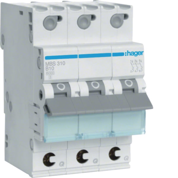 Hager MBS310 Leitungsschutzschalter 3polig 6kA B-10A QuickConnect 3M