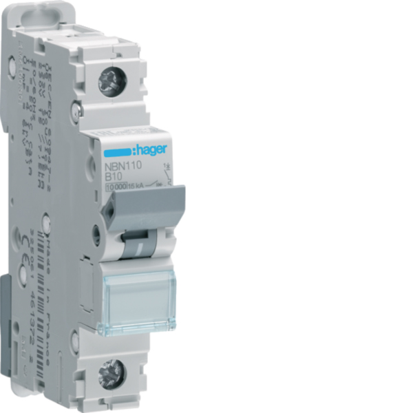 Hager NBN110 Leitungsschutzschalter 1polig 10kA/15kA B-10A 1M