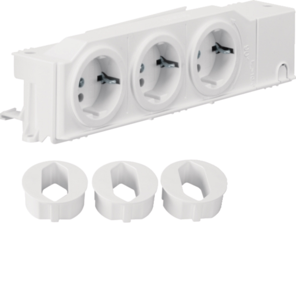 Hager VZ00AS Schuko-Steckdose universal 3-fach drehbar geschraubt Hutschienenm.
